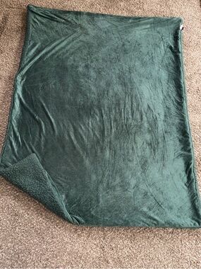 Plush Reversible Sherpa Blanket - Deep Green